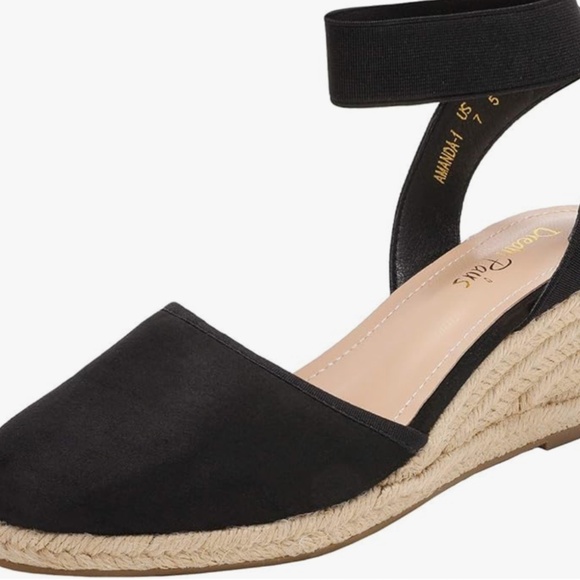 Dream Pairs Women’s Amanda-1 Sz 9 Black Closed Toe Wedge Sandals - Picture 2 of 7